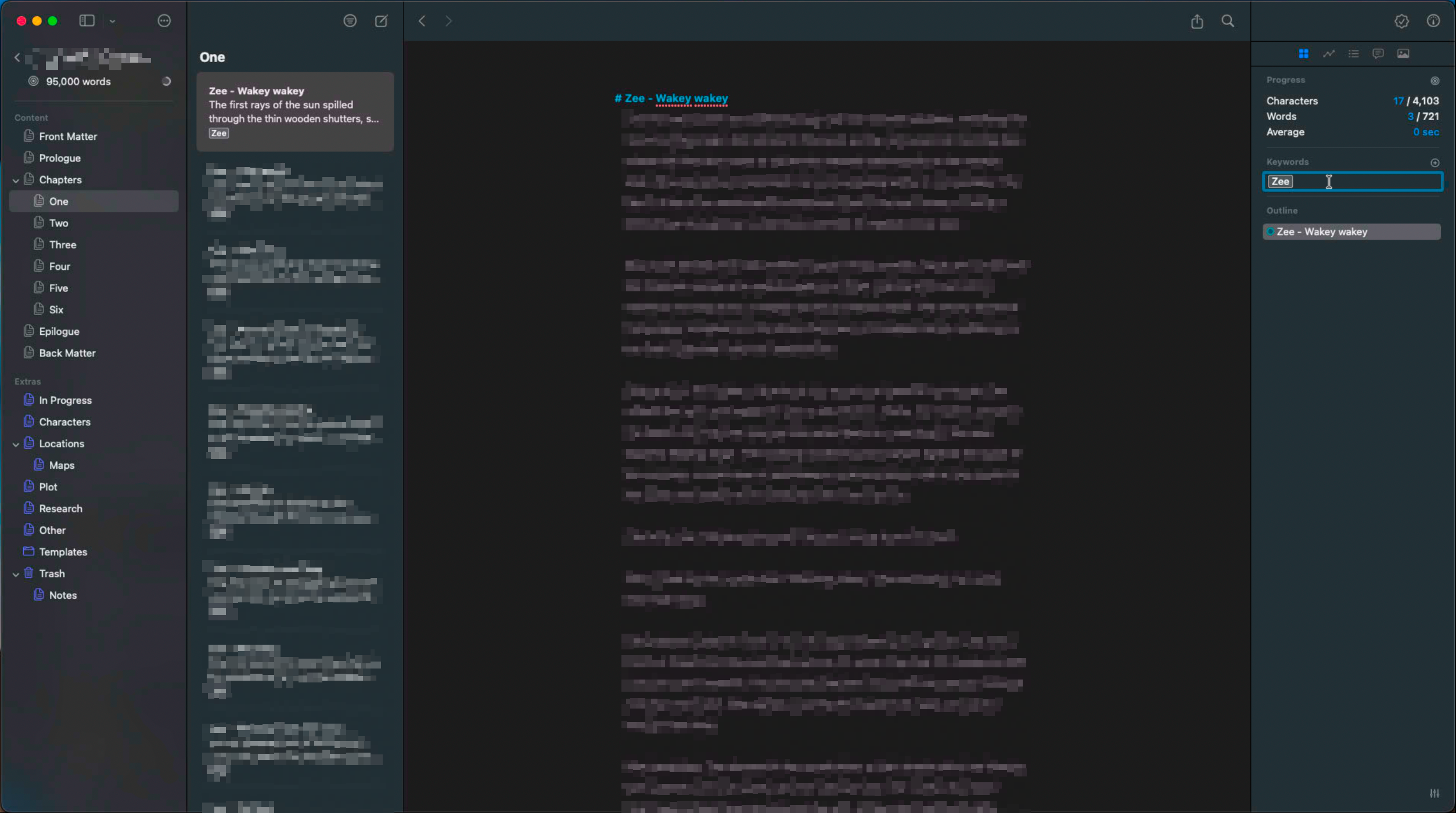 Ulysses manuscript with keywords